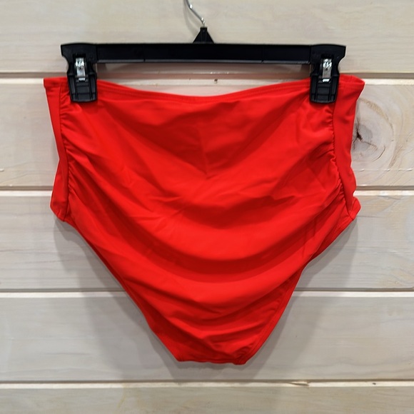 New Medium Red Coral Reef high rise Bikini Bottoms - Picture 2 of 7